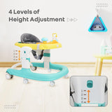 R for Rabbit Little Feet Sportz Baby Walker for Kids 9–18 Months | 2-in-1 Seated & Push Activity Walker with Music, Adjustable Height, Meal Tray & Foldable Design (Green Yellow)