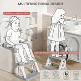 Baybee Crown Western Toilet Potty Seat for Kids | Baby Potty Training Seat with Ladder, Adjustable Step Height & Soft Cushion | Toddler Toilet Training Seat Chair for Boys & Girls 1-8 Years (Grey)