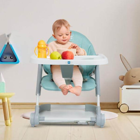 Mee Mee Convertible Baby Chair and Booster with Adjustable Height (3 Levels), Removable Meal Tray & Secure Belt, for Babies 6 Months and Older (Grey) - Timbuktoon