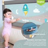 Baybee Baby Bed Rail Guard for Toddlers Safety | Foldable Bed Protector with Adjustable Height & Secure Lock | Portable Single Side Bedrail Fence for Newborns & Kids (150x63 cm, Grey)