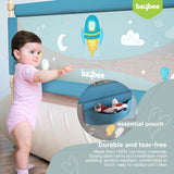 Baybee Baby Bed Rail Guard for Toddlers Safety | Foldable Bed Protector with Adjustable Height & Secure Lock | Portable Single Side Bedrail Fence for Newborns & Kids (150x63 cm, Blue)