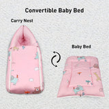 R for Rabbit Snuggy Baby Sleeping Bag & Carry Nest – 100% Cotton 3-in-1 Convertible Bedding Set for Newborns, Travel-Friendly & Portable (Blush Pink)