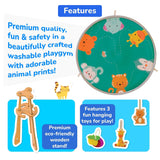 Funskool Wooden Wonderland Playgym – Animal Printed Soft & Comfy Activity Mat for Tummy Time | Developmental Toy for Babies 2+ Months | Multicolor Gift Set
