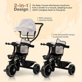 Baybee Maestro 2-in-1 Baby Tricycle for Kids | Smart Kids Trike with Parental Push Handle, Cushioned Seat, Canopy & Safety Guardrail | Baby Cycle for 2–5 Years (White)
