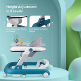 R for Rabbit Little Feet Baby Walker for Kids 9–18 Months | 2-in-1 Activity Walker with Detachable Toy Bar, Adjustable Height & Foldable Design(Blue)