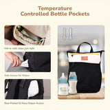 R for Rabbit Caramello Daisy Diaper Bag for Mothers – Stylish, Multipurpose, Large Capacity Maternity Backpack (Black Cream)
