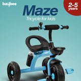 Baybee Maze Baby Tricycle for Kids | Balanced Trike with Adjustable Handle & Seat, Bottle Holder & Storage Basket | Kids Cycle for Boys & Girls 2–5 Years (Blue)