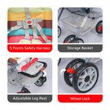 R for Rabbit Lollipop Lite Baby Stroller for 0 to 3 Years | Pram with 5 Point Safety Harness, Reversible Handlebar & Cushioned Seat | 3 Level Recline | Lightweight Stroller for Kids (Rainbow)
