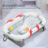 Baybee Foldable Baby Bath Tub for Kids 0-5 Years | Portable Bathtub with Anti-Skid Base, Support Cushion & Drain Plug | Mini Swimming Pool for Newborns, Boys & Girls (Grey)