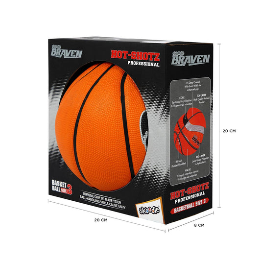 SKOODLE Braven Hot-Shotz Indoor & Outdoor Basketball – Size 3 | Durable, Water-Resistant for Kids