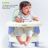 Baybee Foldable Baby Booster Seat for Feeding | Portable Infant Feeding Chair with 2-Level Height Adjustment, Removable Food Tray & Safety Belt | Baby Sitting Chair for Kids 6 Months–3 Years (Blue)