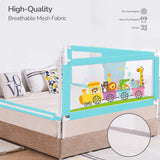 R for Rabbit Safari Baby Bed Rail (Blue) | One Side Bed Protector | 177 x 100 cm | Adjustable Height & Foldable Safety Guard with Storage Pocket | Anti-Fall Safeguard for Kids (Pack of 1, 5.8 x 3 ft)