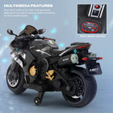 Baybee Hetong Baby Battery Operated Bike for Kids | Rechargeable Electric Racing Bike with Hand Accelerator, Music & LED Lights | Ride-On Toy Motorcycle for Boys & Girls 3–8 Years (Black)