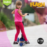 Baybee Flash Kick Scooter for Kids | Foldable 3-Wheel Scooter with 4 Height Adjustable Handlebar, LED PU Wheels & Rear Brake | Skating Scooters Up to 75 Kg Capacity | Blue