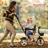 Baybee Albine 3-in-1 Baby Tricycle for Kids | Smart Balanced Trike with 180° Reversible Seat, Parental Handle & Safety Guardrail | Kids Cycle for Boys & Girls 2–5 Years (Brown)