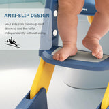 Baybee Vega 3-in-1 Western Toilet Potty Seat for Kids | Baby Potty Training Seat Chair with Ladder, Handles, Soft Cushion & Splash Guard | Convertible Toddler Toilet Seat for Boys & Girls 1-8 Years (Blue)