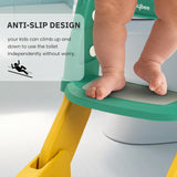 Baybee Vega 3-in-1 Western Toilet Potty Seat for Kids | Baby Potty Training Seat Chair with Ladder, Handles, Soft Cushion & Splash Guard | Convertible Toddler Toilet Seat for Boys & Girls 1-8 Years (Green, Plastic)