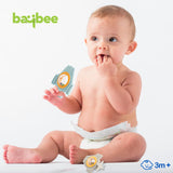 Baybee Silicone Baby Teether for Teething Gums | Manhattan Teething Rattle Toy with Loops Ring | 100% Food-Grade, BPA-Free Chew Teether for Infants (6–12 Months, Rocket Blue)