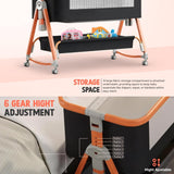 BAYBEE 3-in-1 Baby Bedside Crib Cradle with 6 Height Adjustments | Portable Bedside Bassinet with Storage Tray, Wheels & Rocker Function | Travel Crib Cot for Newborns (Clorah Black)