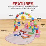 Baybee Piano Play Gym Mat for Babies | Musical Activity Play Gym with 5 Hanging Toys, Music & Lights | Indoor Baby Playmat for Newborns 0-12 Months Boys & Girls (Pink)