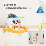 R for Rabbit Little Feet Sportz Baby Walker for Kids 9–18 Months | 2-in-1 Seated & Push Activity Walker with Music, Adjustable Height, Meal Tray & Foldable Design (Orange Blue)