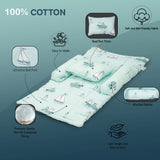 Baybee Thick Newborn Baby Bedding Mattress Bed Set | 4-Piece Baby Sleeping Bed with 2 Side Bolsters & Head Pillow for 0–6 Months | Printed Bedding Set for Boys & Girls (Green)