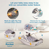 Mee Mee Star Light 2-in-1 Baby  Walker & Rocker | 3-Level Adjustable Height | Light, Rattle & Musical Toys | Anti-Rollover Folding 360° Walker | Anti-Fall & Anti-Skid | For 6–24 Months, Up to 15 kg (Grey)