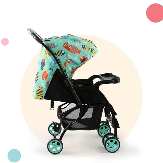 LuvLap Sunny Baby Stroller – Reversible Handle, 5-Point Harness & 3-Level Recline, Compact Fold, Suitable for Newborns to 3 Years (Printed) - Timbuktoon