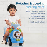 LuvLap Sunny Baby Push Ride-On – Musical Car with Steering Horn, Protective Rails, Seat Storage & Large Wheels (Blue) - Timbuktoon
