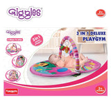 Funskool Giggles - Deluxe Play Gym, Pink Colour Activity Playgym, 3 in 1 Modes of Play, with Arch and 3 Toys, Easy to Clean and wash, for 2 Month + Upto 6 Months. - Timbuktoon