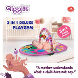Funskool Giggles - Deluxe Play Gym, Pink Colour Activity Playgym, 3 in 1 Modes of Play, with Arch and 3 Toys, Easy to Clean and wash, for 2 Month + Upto 6 Months. - Timbuktoon