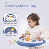 R for Rabbit Little Feet Plus Baby Walker with Rocker | 3-Level Height & 4-Level Seat Adjustment | With Detachable Toy Bar & Rocking Function | for Babies 6–18 Months, Up to 15 kg (Blue White)