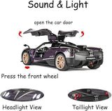 Joy Junction 1:32 Scale Pagani Huayra BC Supercar – Luxury Alloy Die-cast Model Car with Pull Back Action, Openable Doors, Lights & Sound | Toy Car for Kids & Collectors (Purple)