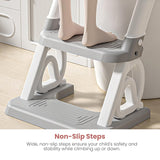 Baybee Crown Western Toilet Potty Seat for Kids | Baby Potty Training Seat with Ladder, Adjustable Step Height & Soft Cushion | Toddler Toilet Training Seat Chair for Boys & Girls 1-8 Years (Grey)