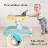 R for Rabbit Little Feet Sportz Baby Walker for Kids 9–18 Months | 2-in-1 Seated & Push Activity Walker with Music, Adjustable Height, Meal Tray & Foldable Design (Green Yellow)