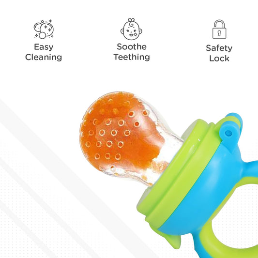 R for Rabbit First Feed Bunny Nibbler Soft Silicone Fruit & Veggie Feeder | Baby Teether & Pacifier | Hygienic, BPA-Free | For Infants 3+ Months (Green-Blue)