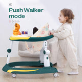 R for Rabbit Little Feet Plus Baby Walker with Rocker | 3-Level Height & 4-Level Seat Adjustment | with Detachable Recreational Toy Bar | for Babies 6–18 Months, Up to 15 kg (Green Yellow)