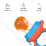 R for Rabbit First Feed Bunny Nibbler Soft Silicone Fruit & Veggie Feeder | Baby Teether & Pacifier | Hygienic, BPA-Free | For Infants 3+ Months (Orange-Blue)
