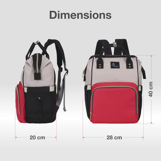 R for Rabbit Caramello Baby Diaper Bag for Mothers – Stylish, Waterproof, Large Capacity Maternity Backpack for Travel (Cream Red)
