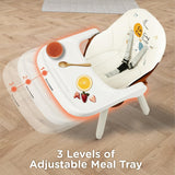 R for Rabbit Cherry Berry Tusky 3-in-1 Convertible High Chair for Babies & Kids – Compact Fold, Dual Meal Trays, Travel-Friendly, BPA-Free Anti-Slip Seat, Suitable for 6 Months–7 Years (Brown Cream)