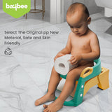 Baybee Vega 3-in-1 Western Toilet Potty Seat for Kids | Baby Potty Training Seat Chair with Ladder, Handles, Soft Cushion & Splash Guard | Convertible Toddler Toilet Seat for Boys & Girls 1-8 Years (Green, Plastic)