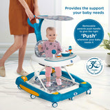 Mee Mee Star Light 2-in-1 Baby  Walker & Rocker | 3-Level Adjustable Height | Light, Rattle & Musical Toys | Anti-Rollover Folding 360° Walker | Anti-Fall & Anti-Skid | For 6–24 Months, Up to 15 kg (Blue)