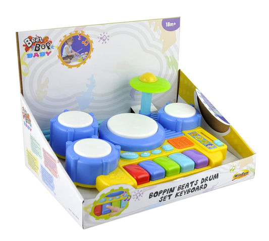 Winfun Boppin’ Beats Drum Set Keyboard | Multi-Color Interactive Musical Toy with Lights, Drum Pads & Keyboard | Educational Music Toy for Toddlers & Kids 12M+