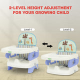 Baybee Foldable Baby Booster Seat for Feeding | Portable Infant Feeding Chair with 2-Level Height Adjustment, Removable Food Tray & Safety Belt | Baby Sitting Chair for Kids 6 Months–3 Years (Blue)