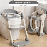 R for Rabbit Hilltop Trainer 2-in-1 Potty Training Seat & Step Stool (Grey White) | Adjustable Height | Anti-Skid Base | Universal Fit & Foldable Toilet Seat for Kids 1–7 Years