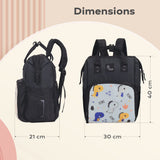 R for Rabbit Caramello Dino Baby Diaper Bag Backpack for Moms – Water Resistant, 11 Pockets, Large Storage, 3 Insulated Front Pockets (Grey)