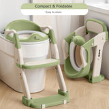 R for Rabbit Hilltop Trainer 2-in-1 Potty Training Seat & Step Stool (Green White) | Adjustable Height | Anti-Skid Base | Universal Fit & Foldable Toilet Seat for Kids 1–7 Years
