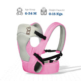 R for Rabbit Cuddle Snuggle Comfortable Baby Carrier (Pink Grey) | For Newborn Baby 3 Months to 2 Years | Ergonomic Baby Carrier with Adjustable Straps & Safety Buckle