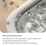 Mee Mee Baby Bath Tub for 0–5 Years/New Born Baby Foldable Bathtub with Bathing Bather Cushion Chair, Fast Drainage, Space Saving, Bath Tub for Kids Girls & Boys | Grey