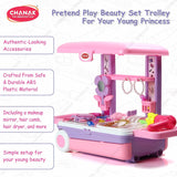 Chanak Beauty Set Suitcase on Wheels | 23-Piece Pretend Play Makeup Kit for Girls | Portable Beauty Trolley Set for Kids 3+ Years | Easy to Clean & Use | BIS Approved